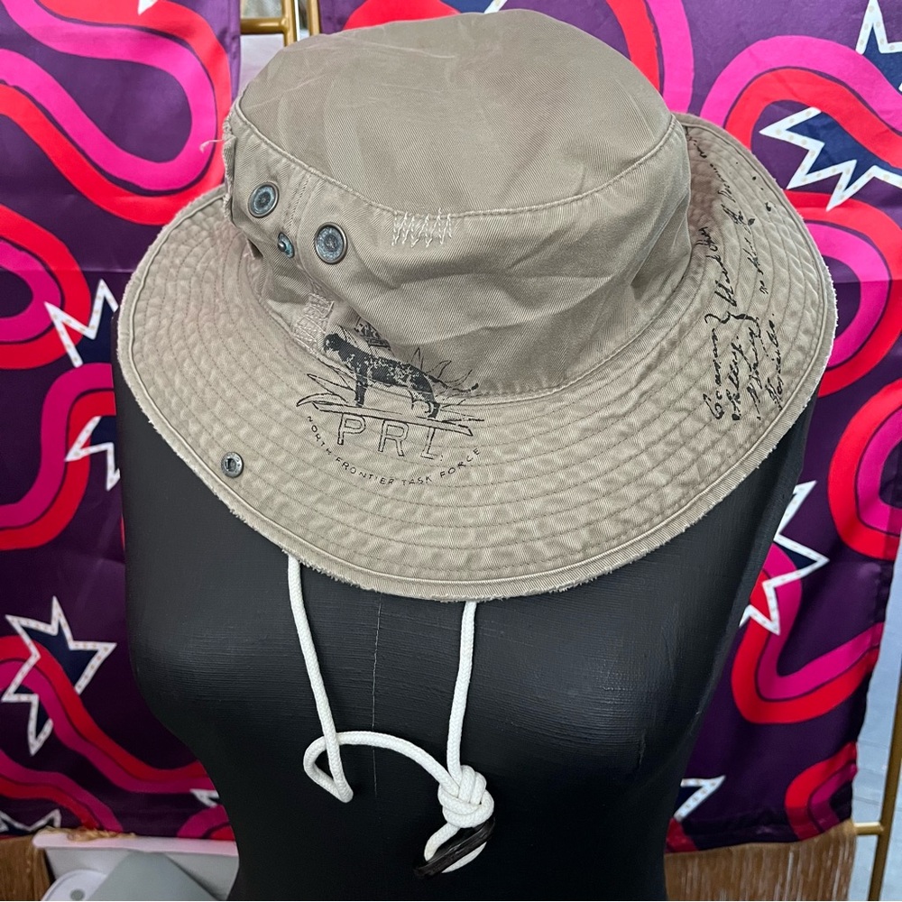 Vintage Rare Polo Ralph Lauren North Frontier Task Force Cat Bucket Wide Brim